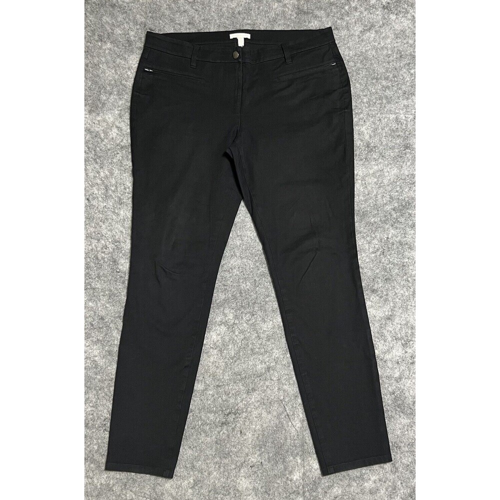 EILEEN FISHER Organic Cotton Pants Women's M Black  Zipper Pockets Cropped